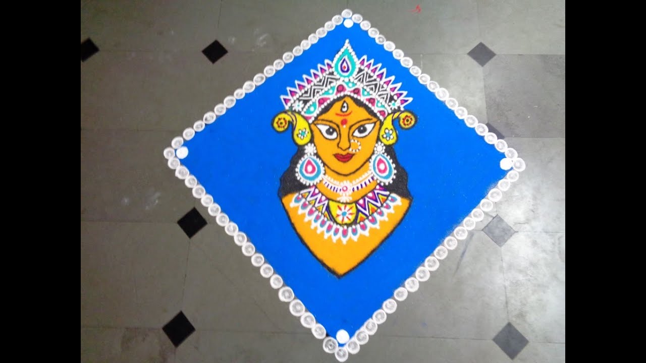 Colourful Navaratri hindu festival rangoli design by latest rangoli
