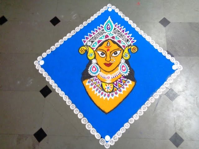 Colourful Navaratri hindu festival rangoli design by latest rangoli