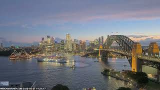 Regent Seven Seas Mariner sunset departure from Sydney Harbour 27.03.25