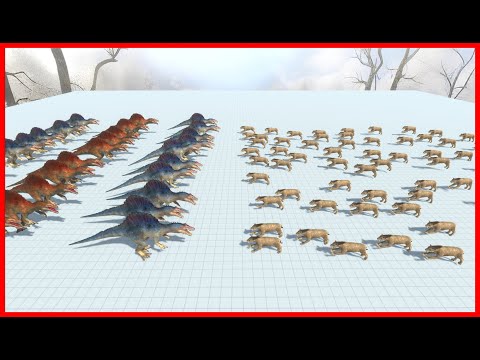 36x SPINOS VS 75x SMILODON - ANIMAL REVOLT BATTLE SIMULATOR