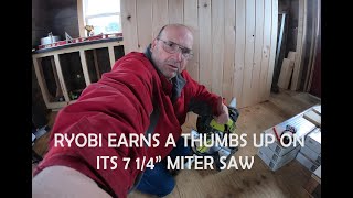 RYOBI Cordless 18 Volt 7 1/4" Miter Saw REVIEW.  Unboxing, Setup, Use