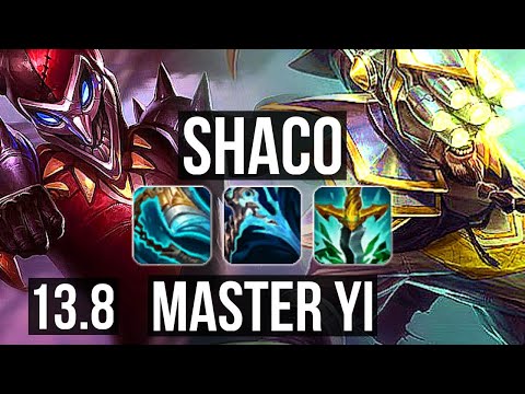 SHACO vs YI (JNG) | 4.4M mastery, Rank 5 Shaco, 4/1/8, 1500+ games | KR Grandmaster | 13.8