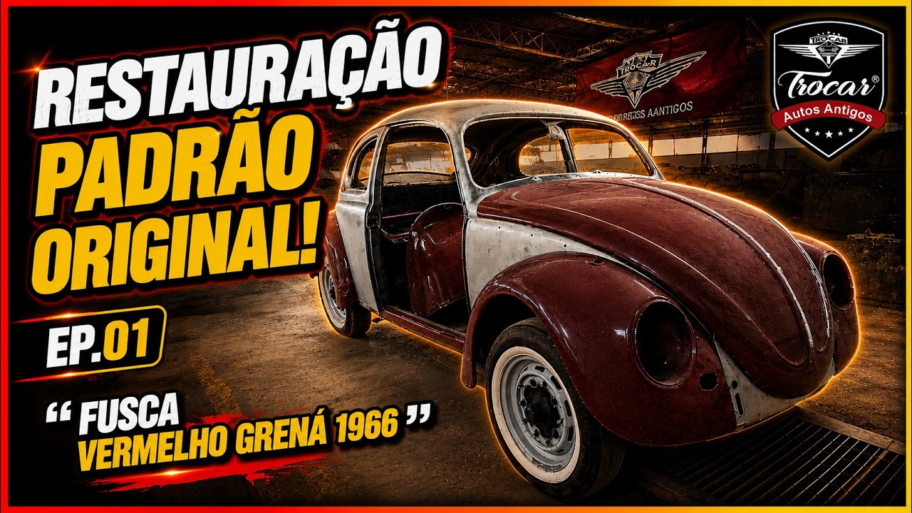 Agora 0 km! Do Jeito Que Saiu de Fábrica | Restauração Completa do Fusca Vermelho Grená 1966