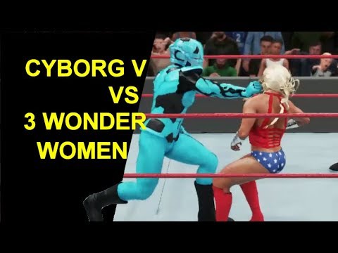WWE 2K18 - Cyborg V vs 3 Wonder Woman Handicap Match