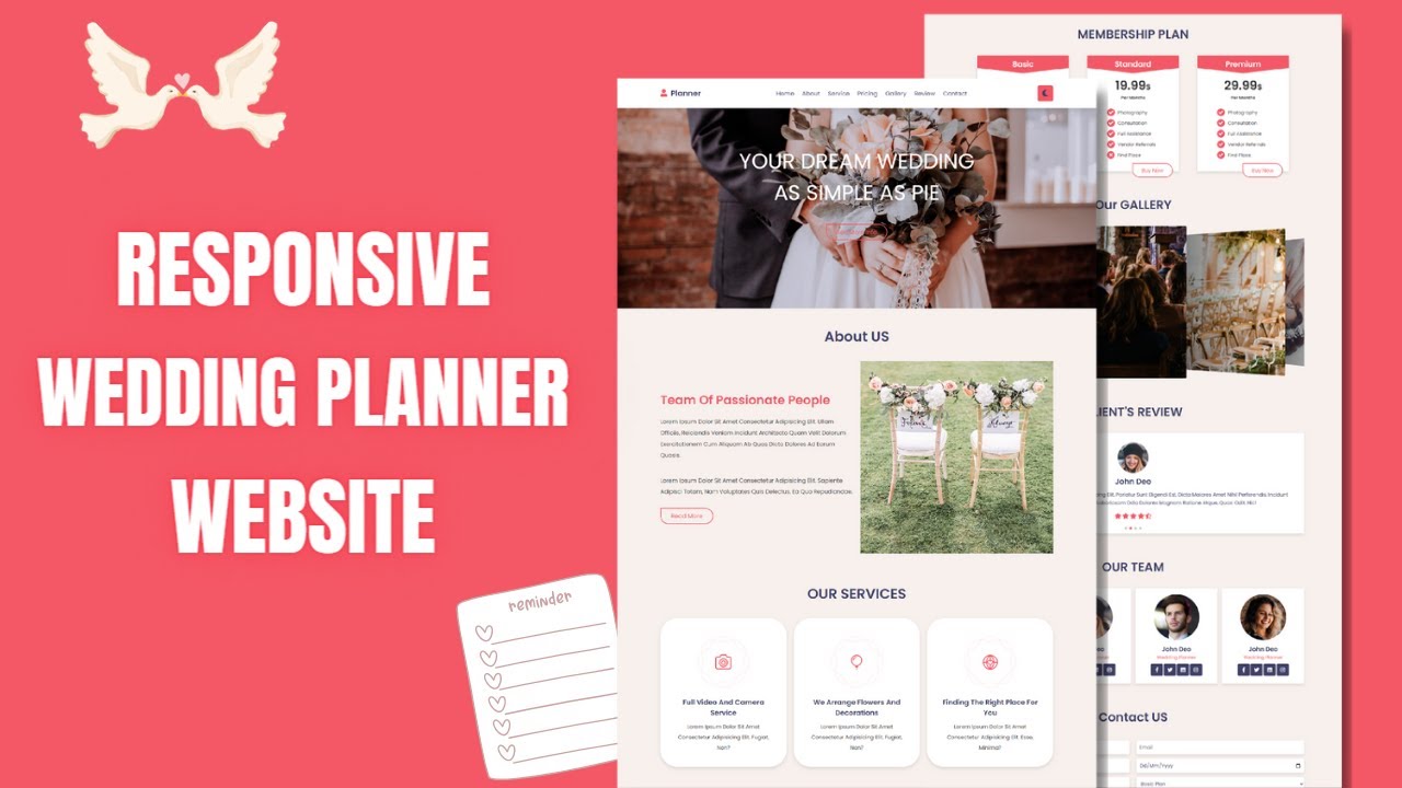 Responsive Wedding Planner Website Design Using HTML - CSS - JAVASCRIPT