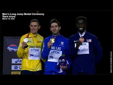 Miltiadis Tentoglou (GRE) World Indoor Men's Long Jump Champion.  Štark Arena, Belgrade, Serbia. '22