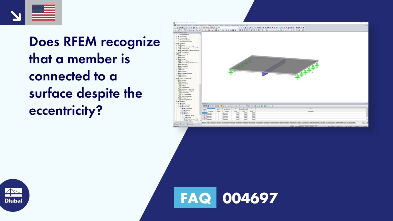 FAQ 004697 | Does RFEM recognize that a member is connected to a surface despite the eccentricity?