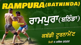 Rampura Pind (Bathinda) Kabaddi Tournament 11 Dec 2022