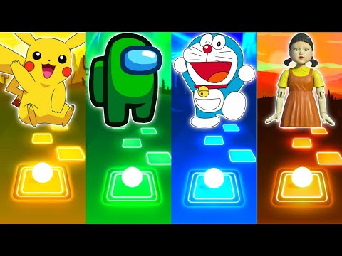 Pikachu vs Among Us vs Doraemon vs Squid Game - Tiles Hop