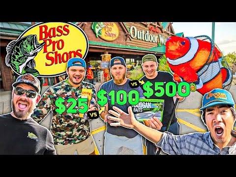 2v2v2 BASS PRO Roulette BUDGET Fishing CHALLENGE ( $25 vs $500 )