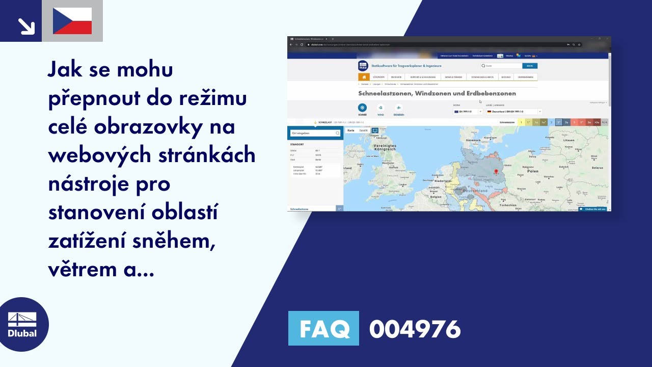 FAQ 004976 | Jak mohu přepnout do režimu celé obrazovky na webu nástroje Geo-Zone Tool &quot;Oblasti zatížení sněhem ...