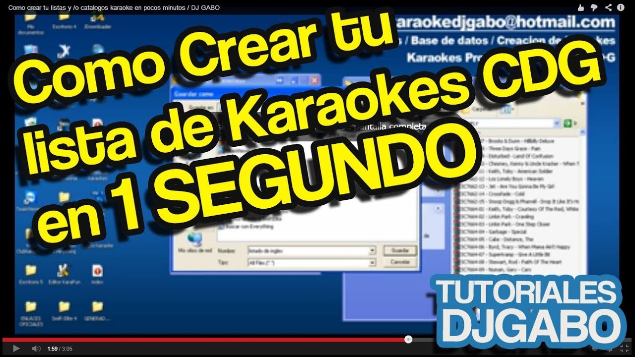 Como crear tu lista o catalogo de tus Miles de karaokes CDG MP3+G / DJ GABO