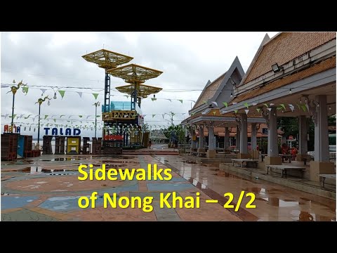 Caminhe no centro da cidade de Nong Khai e na margem do rio Mekong, Tailândia