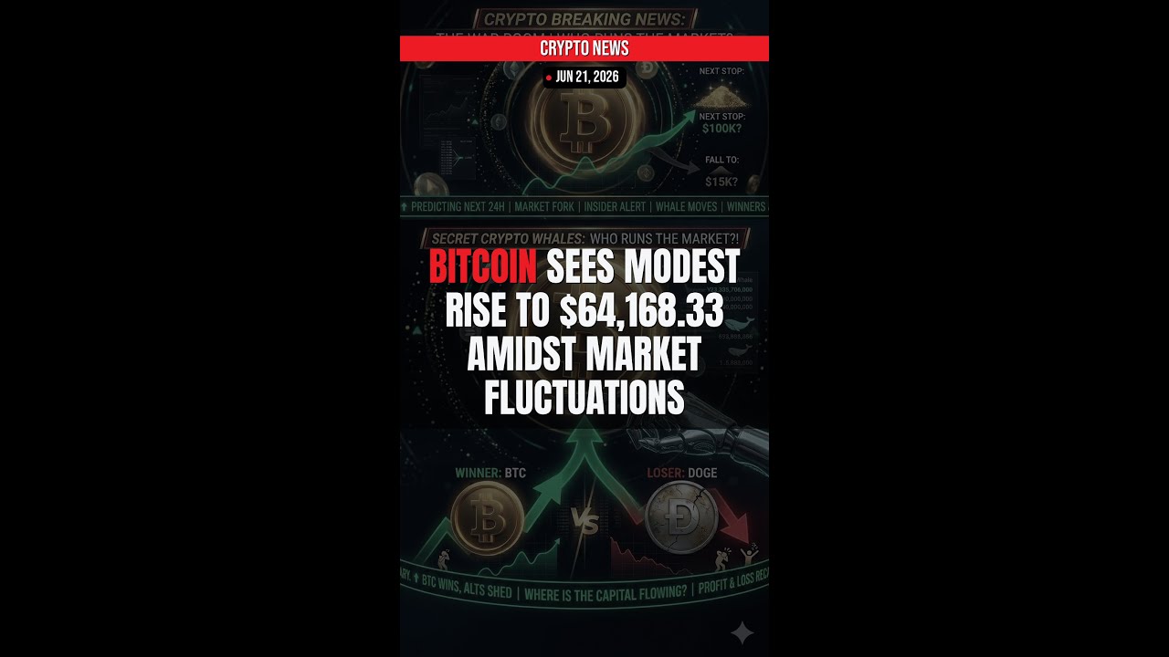 BREAKING: Bitcoin Sees Modest Rise to $64,168.33 Amidst Mark — Crypto News Jun 21, 2026