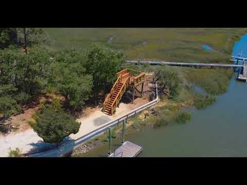 Kiawah Island octagon deck and staircase construction aerial and ground video