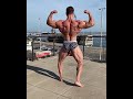Hairy Russian Bodybuilder Flexing at the Beach