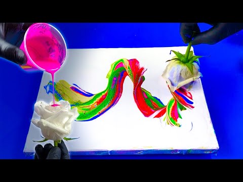 NEW Acrylic Pouring With A Real Rose Fluid Art Experiment