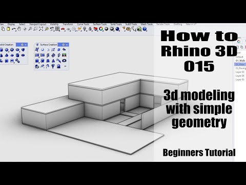 How to Rhino 3D - basic 3d modeling with simple geometry - building a house - Beginners Tutorial 015