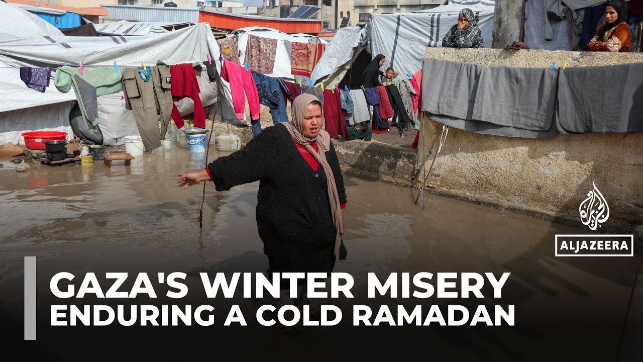 Gaza winter storm floods tents as displaced Palestinians endure cold nights in Ramadan