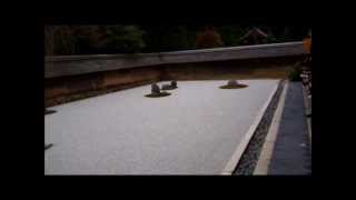 Dry Landscape Rock (karesansui) Style Zen Garden at Ryoanji Temple, Kyoto city