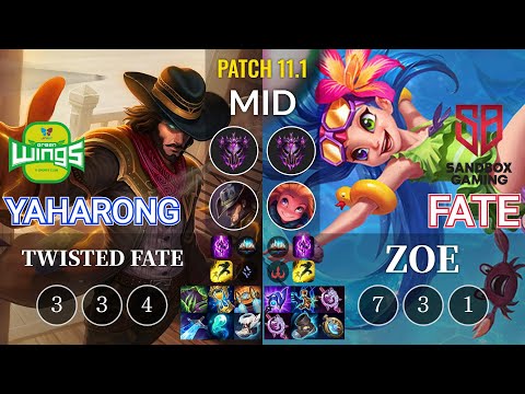 JAG Yaharong Twisted Fate vs SB FATE Zoe Mid - KR Patch 11.1