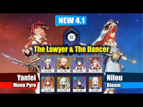 NEW Spiral Abyss 4.1! C6 Yanfei Mono Pyro & C0 Nilou Nahida Bloom | Floor 12 Full Star Clear