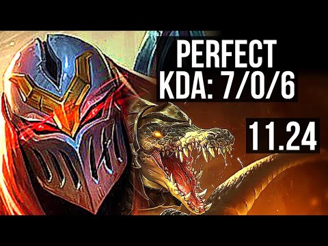 ZED vs RENEKTON (MID) | 7/0/6, 1.2M mastery, 600+ games, Godlike | KR Master | 11.24
