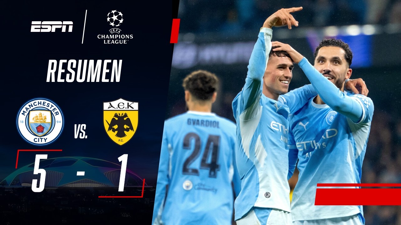 FODEN BRILLÓ CON UN HAT-TRICK Y EL CITY GOLEÓ DE LOCAL | Man. City 5-1 AEK Atenas | RESUMEN