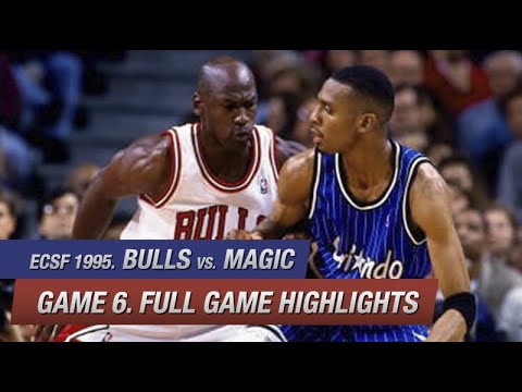 Chicago Bulls vs Orlando Magic Game 6 Full Highlights - NBA ECSF 1995. Jordan 24 pts, Shaq 27 pts