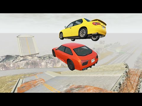 Cars Vs Incomplete Bridge Cars Crashes Car Video Ep 006 - BeamNG Drive  BeamNG High Speed