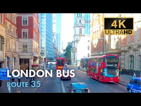 London Bus Ride, Route 35, Double Decker, 4K Virtual Tour