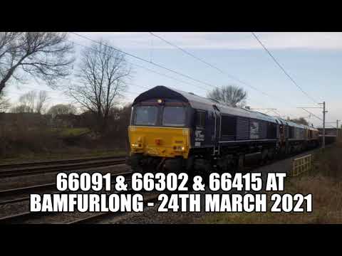66091 & 66302 & 66415 at Bamfurlong - 24th March 2021