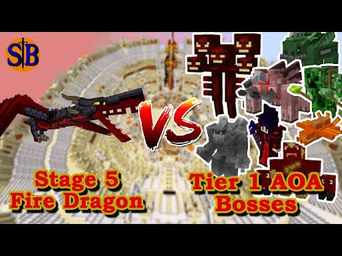 Stage 5 Armored Fire Dragon vs Advent of Ascension Tier 1 bosses | Minecraft Mob Battle