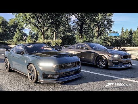 Forza Motorsport Drag race: Ford Mustang Dark Horse vs Ford Shelby GT350R