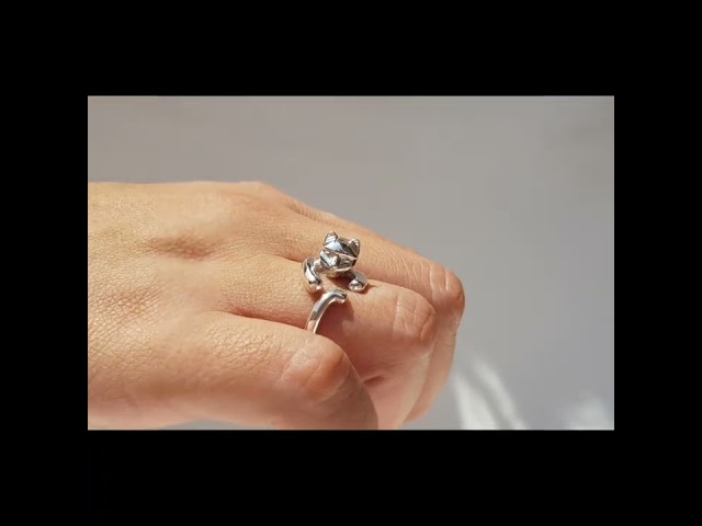 Vídeo relacionado con TEAMER Anillo de acero inoxidable lindo gato Luna creciente Estrella Anillo de Gato Resizable Luna Gatos Anillo Cat Lover Joyería Para Mujeres (Gato Estrella Luna Creciente - Plata, Ajustable)