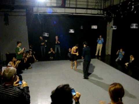  Maria Ines Bogado  and  Sebastian Jimenez  are  dancing  to  the  milonga  "  Milonga De Los Fortines  "