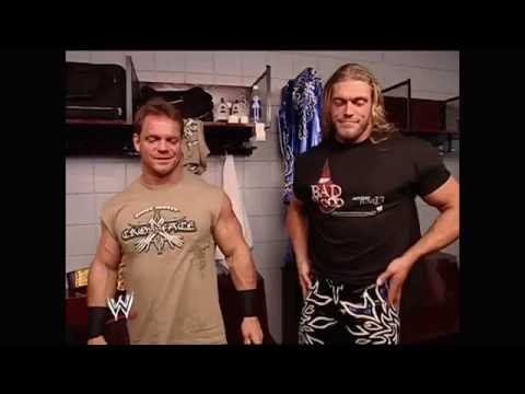 Chris Benoit, Edge and Jonathan Coachman backstage: Raw, June 7, 2004
