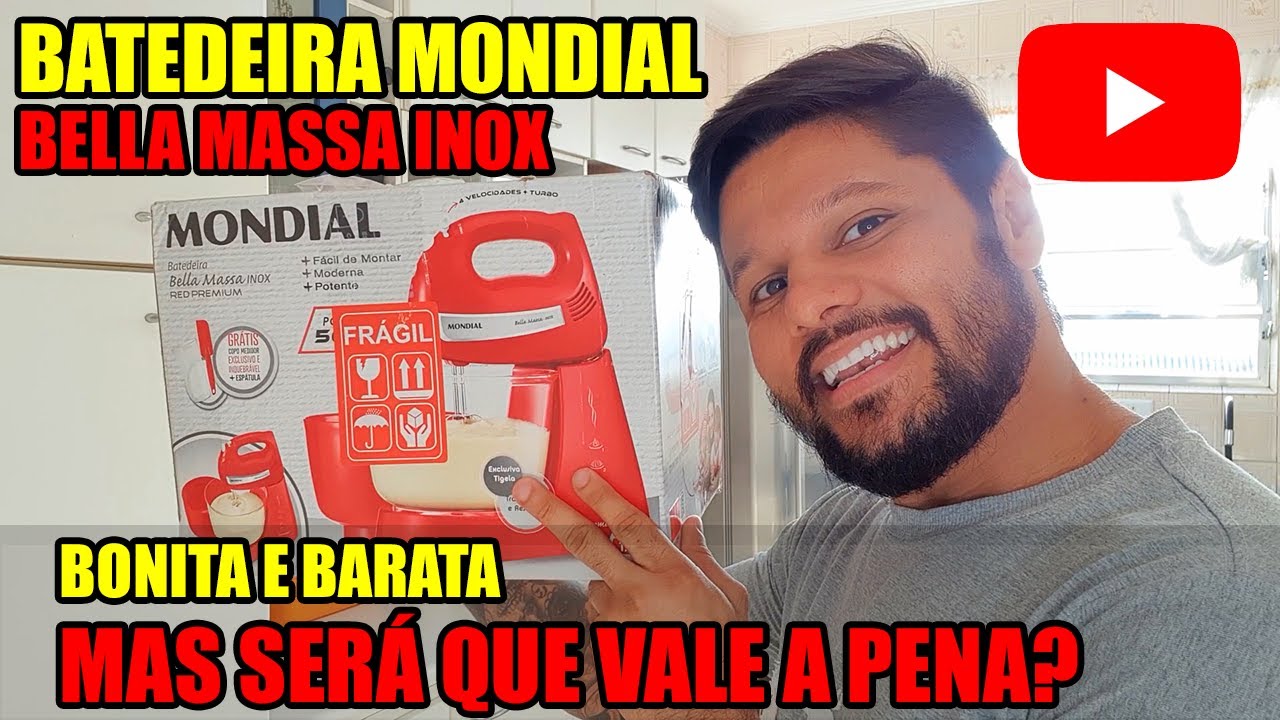 Miniatura da avaliação em vídeo de Batedeira Mondial Bella Massa B-23 NP Preto e Inox 500W