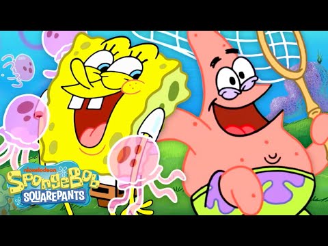 SpongeBob vs. Patrick: Who Catches MORE Jellyfish? 🦑 | @SpongeBobOfficial