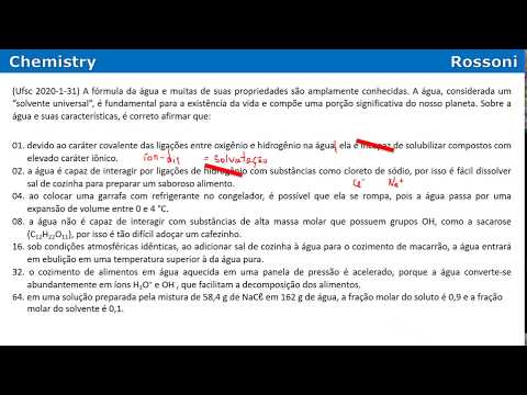 Ufsc 2020-1 Q31 - Água e suas características