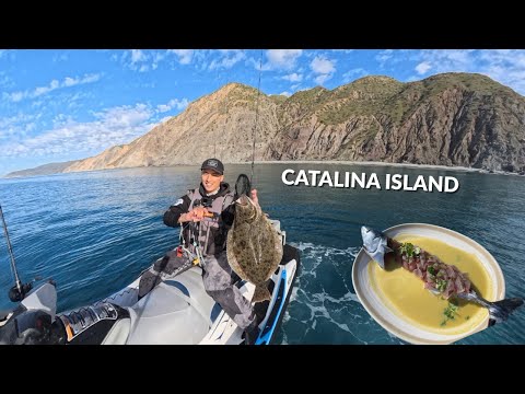 SOLO Catalina Island Fishing Catching Halibut and Bonito! (Catch and Cook)