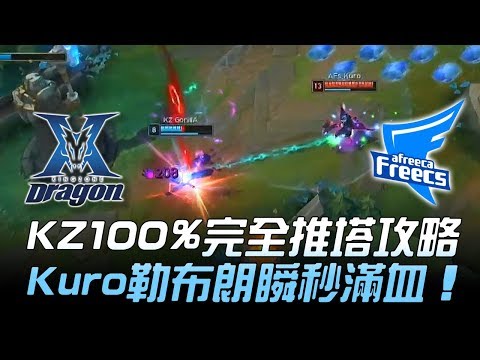 KZ vs AFS 營運回歸！KZ 100%完全推塔攻略 Kuro勒布朗瞬秒滿血！Game3 | 2018 LCK夏季賽精華 Highlights