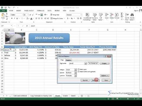 Lesson 35 - Find And Replace Data