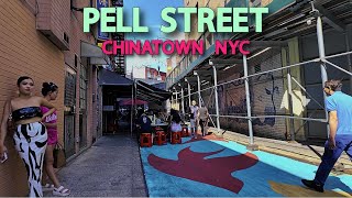 【4K】𝐖𝐀𝐋𝐊 🇺🇸 Exploring Pell Street in Chinatown, New York City 🚕🗽🌭