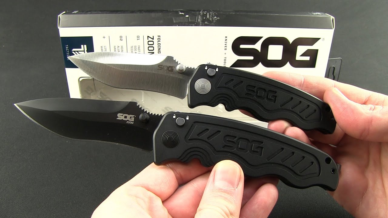 SOG Zoom Drop Point Spring Assisted Knife (3.625" Satin) ZM1011