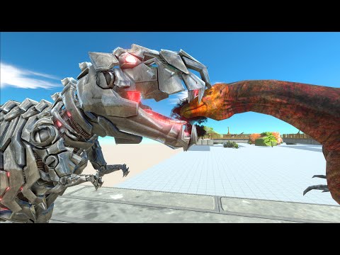 A robot dinosaur is attacking the earth - Animal Revolt Battle Simulator