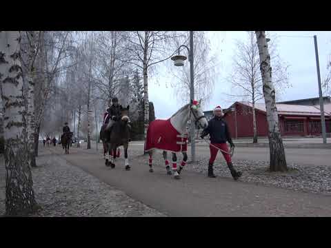 Julparad med hästar på Leksands julmarknad, 2021-11-27
