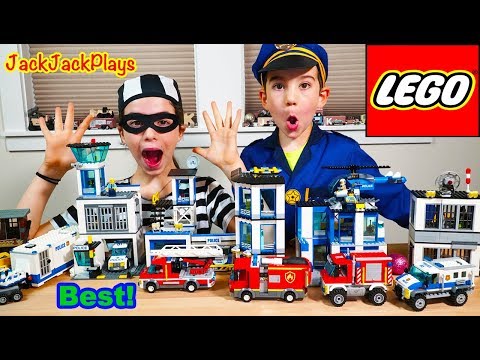 BEST Lego City Cops & Robbers Skits! Emergency Vehicles and Costume Pretend Play | JackJackPlays