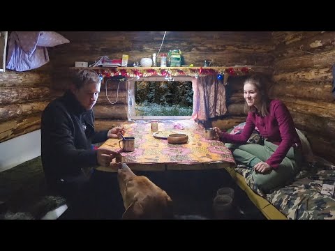 , title : 'In Log Cabin in the Forest with my Wife and my Dog away From People | Off Grid in Wilderness'