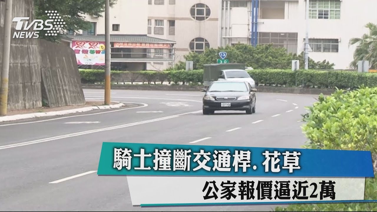騎士撞斷交通桿﹑花草　公家報價逼近2萬